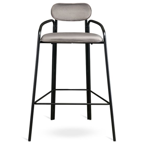 Стул барный ror, round, велюр, черный/серый