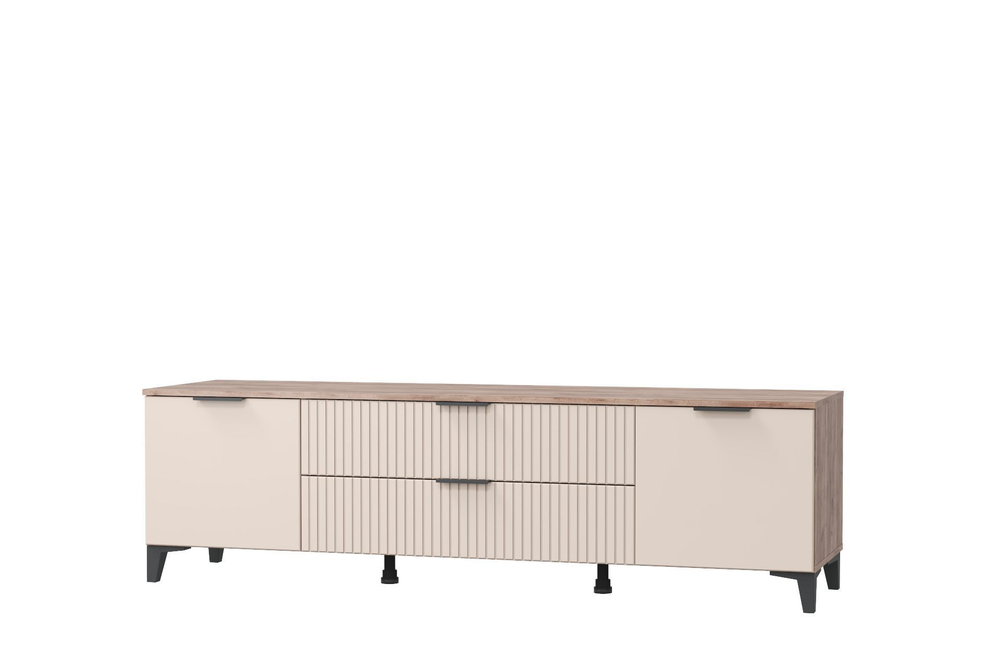 Стенка в гостиную со шкафом Дуб Табачный/Бисквит, Тоскана, 375,6х44,6х215 см