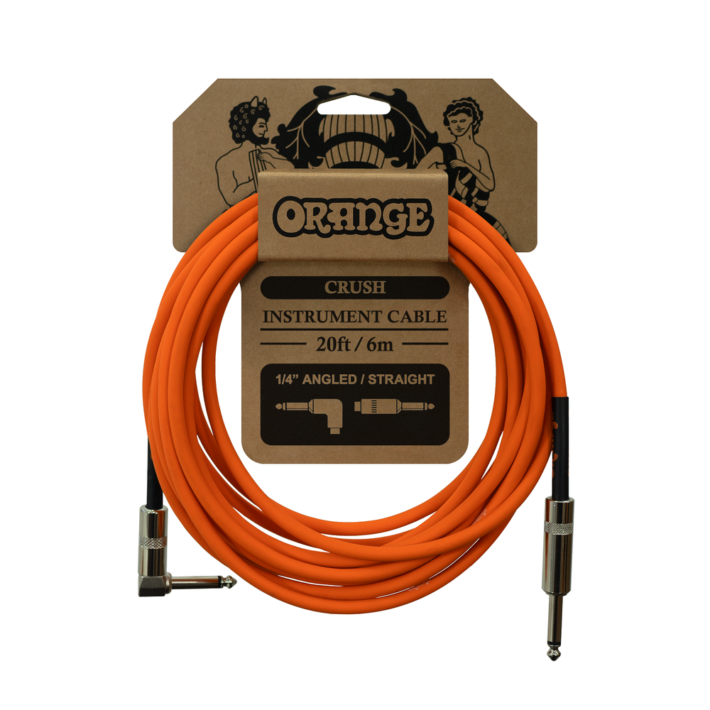 Orange Crush 20ft Instrument Cable Angled to Straight