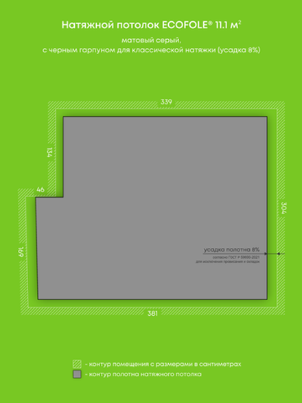 Натяжные потолки 11.1 м2, 3.8 м2, 2.9 м2, 19 м2