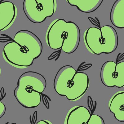 зеленые яблоки на сером