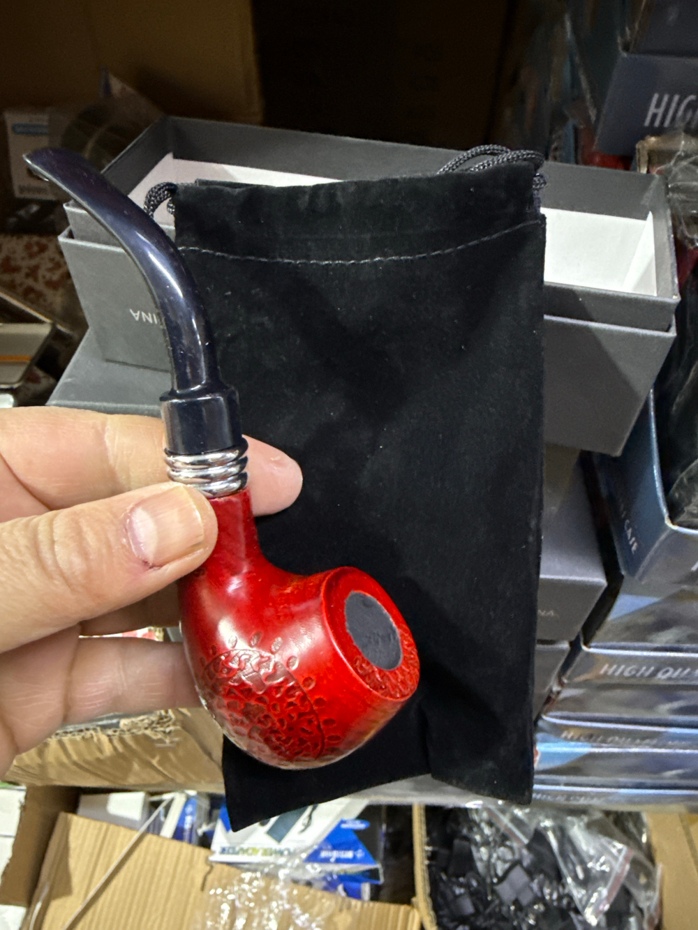 трубка курительная дерево черная коробка