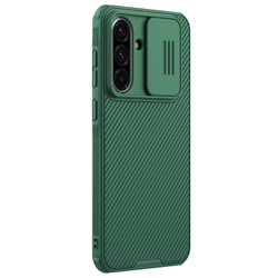 Чехол зеленого цвета (Dark Green) с защитной шторкой для камеры от Nillkin на Samsung Galaxy A36 5G, серия CamShield Pro Case