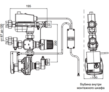Насосно-смесительный узел Oventrop Regufloor HN 1151600 с насосом Wilo Yonos Para RSB 15/6