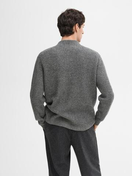 Massimo Dutti СВИТЕР ИЗ СМЕСОВОЙ ШЕРСТИ В РУБЧИК, СЕРЫЙ