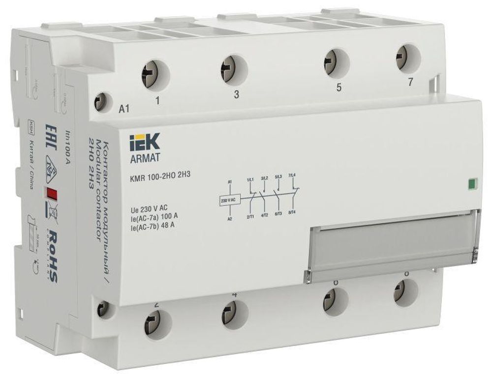 Контактор модульный KMR 100А 230В AC 2НО 2НЗ ARMAT IEK AR-KMR10-100-22-230