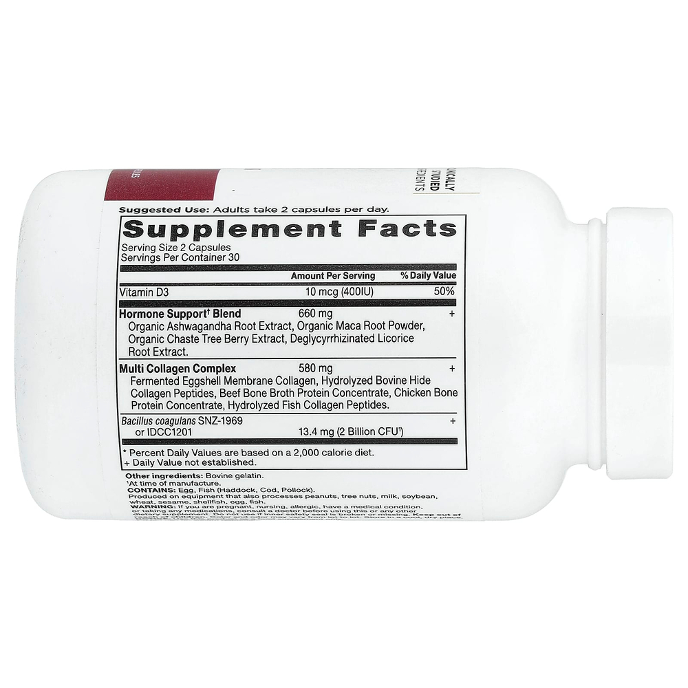 Ancient Nutrition, Hormone Balance, коллаген, 60 капсул