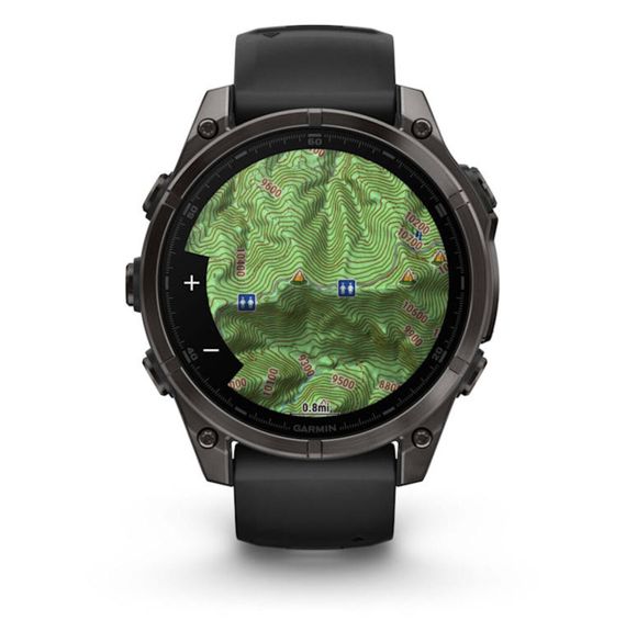 Умные часы Garmin Fenix 8, 47 мм, AMOLED, Sapphire Carbon Gray DLC Titanium with Black/Pebble Gray Silicone Band