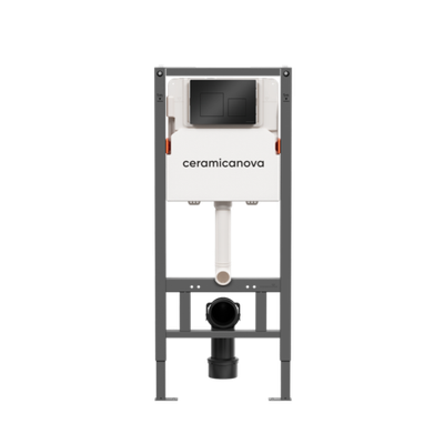 Система инсталляции для унитазов CERAMICANOVA Balance с кнопкой смыва Square, цвет черный матовый, с креплениями, арт. CN121002MB