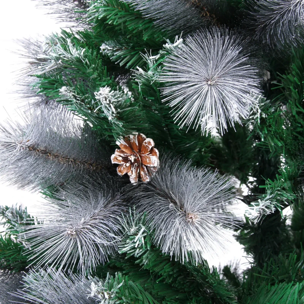 Ёлка «Богемия» 180 см, ПВХ+Леска, шишки, белое напыление (680 веток)