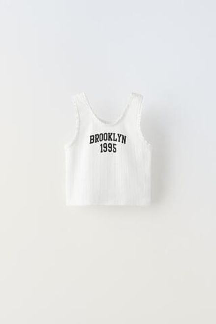 ZARA ТОП VARSITY С ПЕРФОРАЦИЕЙ, БЕЛЫЙ