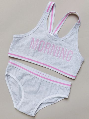 004_НБО24  Комплект майка-топ + трусы д/д, серый меланж