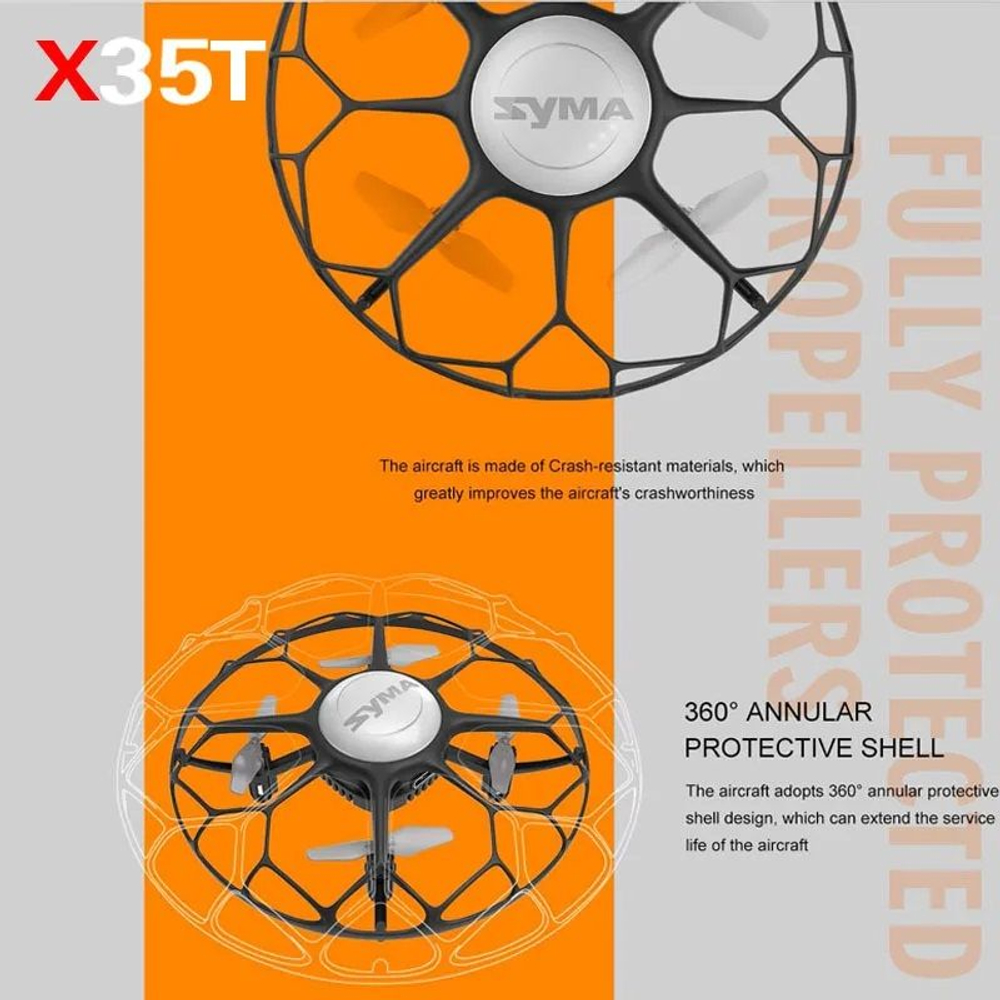 Радиоуправляемый квадрокоптер Syma X35T 2,4 ГГц, 4 канала , в защите меняет цвета