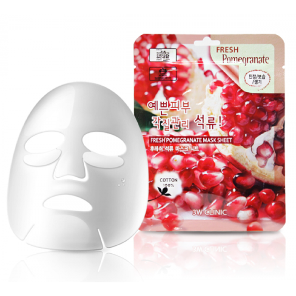 Тканевая маска с гранатом 3W Clinic Fresh Pomegranate Mask Sheet