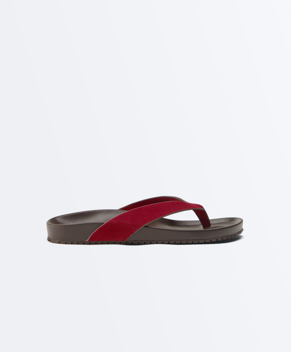 OYSHO Кожаные сандалии, красный