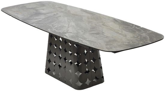 Стол MAGNUS 180 KL-80 Серый мрамор, итальянская керамика / Темно-серый каркас