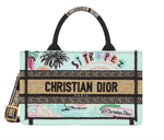 Мини-сумка Dior Book Tote Souvenir St-Tropez из рафии с вышивкой