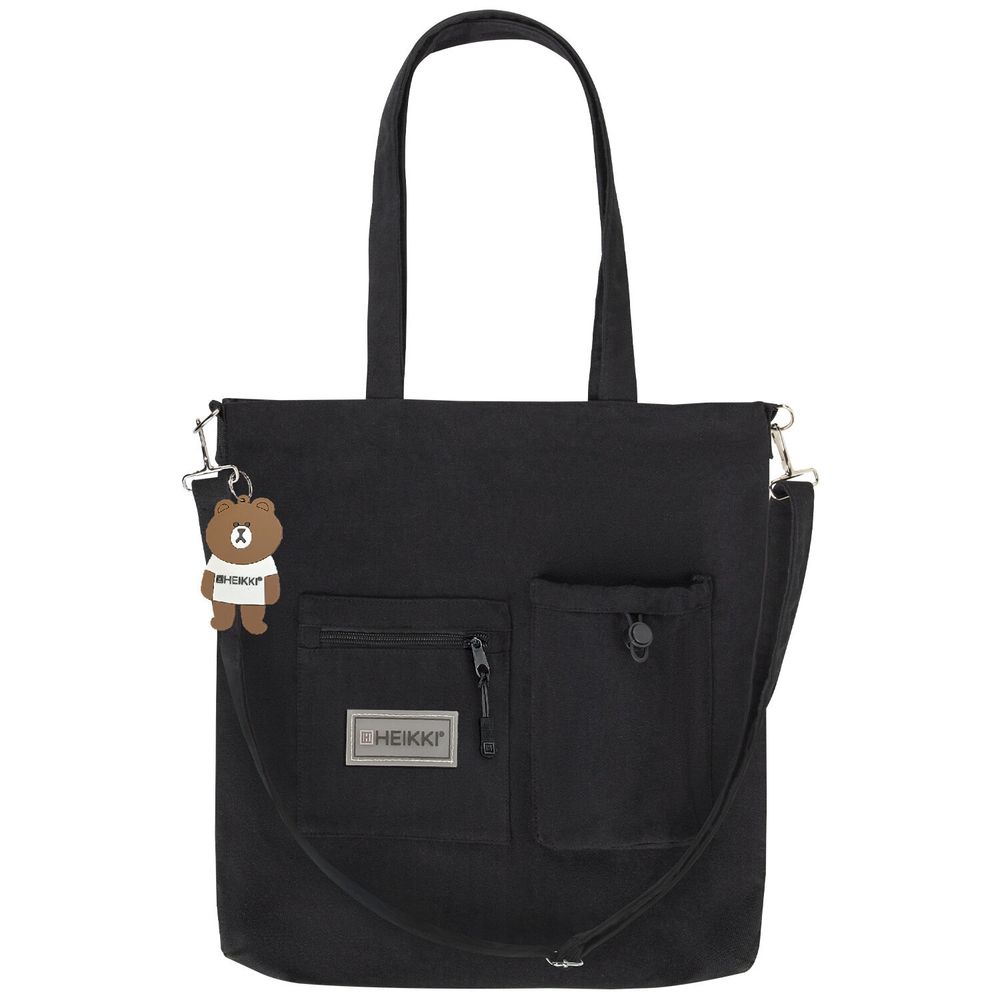 Сумка-шоппер HEIKKI, канвас, карман для бутылки, 35х35 см, черный, Код 1С, 272442