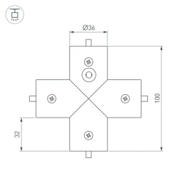 Соединитель профиля ROUND-D36-360-X90 (Arlight, Алюминий) 050544