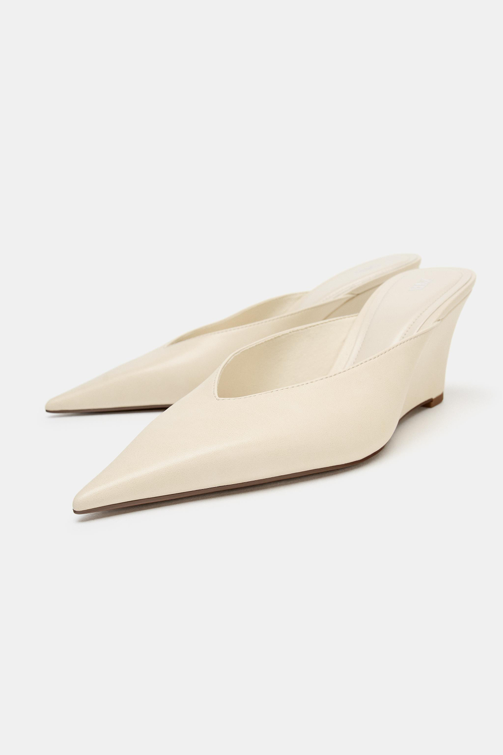 ZARA ТУФЛИ-МЮЛИ НА ТАНКЕТКЕ, БЕЛЫЙ