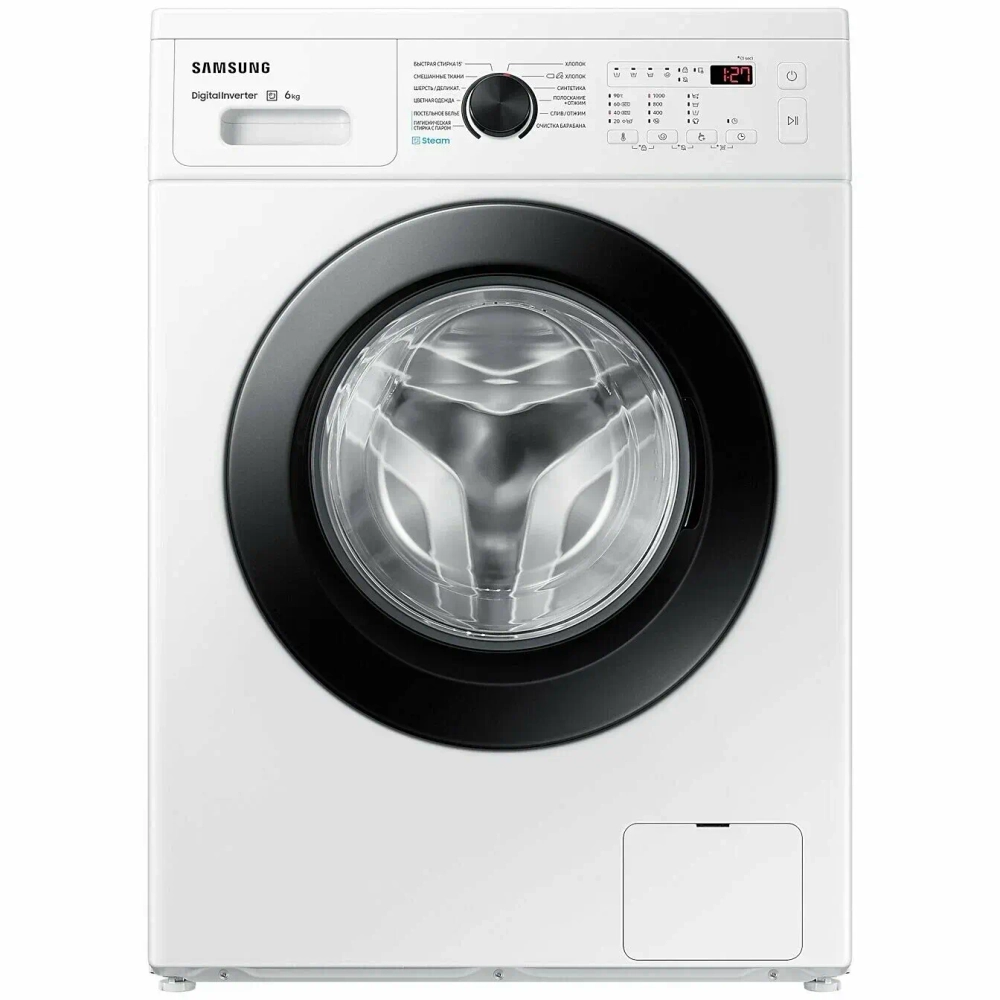 Стиральная машина Samsung WW60AG4S00CE 6 кг, 1000 об/мин, 45 см, инверторный мотор, пар, белая