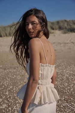 ZARA ТОП НА БРЕТЕЛЯХ, ЭКРЮ