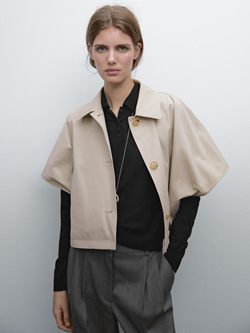 Massimo Dutti Короткий кейп из 100% хлопка, бежевый