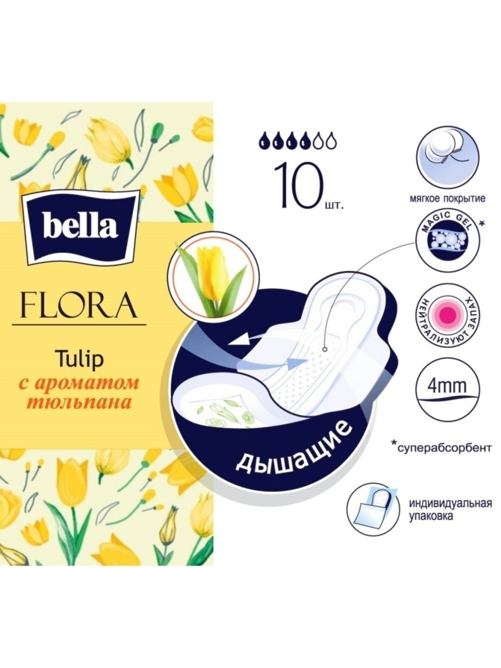 КЛАССИЧЕСКИЕ ПРОКЛАДКИ BL FLORA TULIP 10шт.  5833