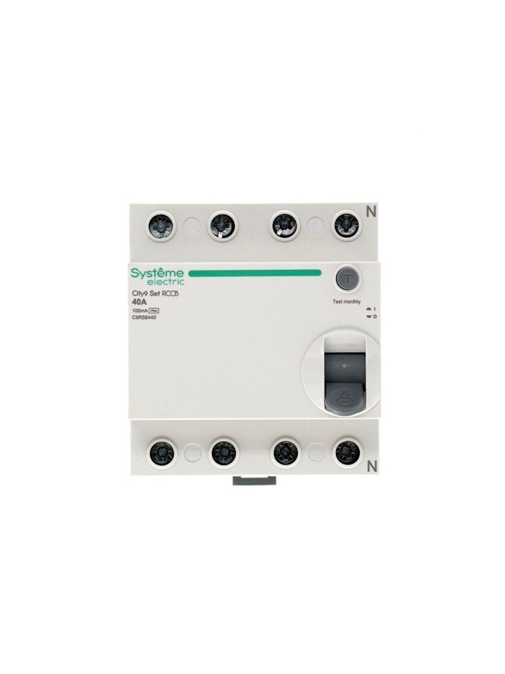 Выключатель дифференциального тока (УЗО) 4п 40А 100мА тип AC City9 Set 400В SE C9R56440