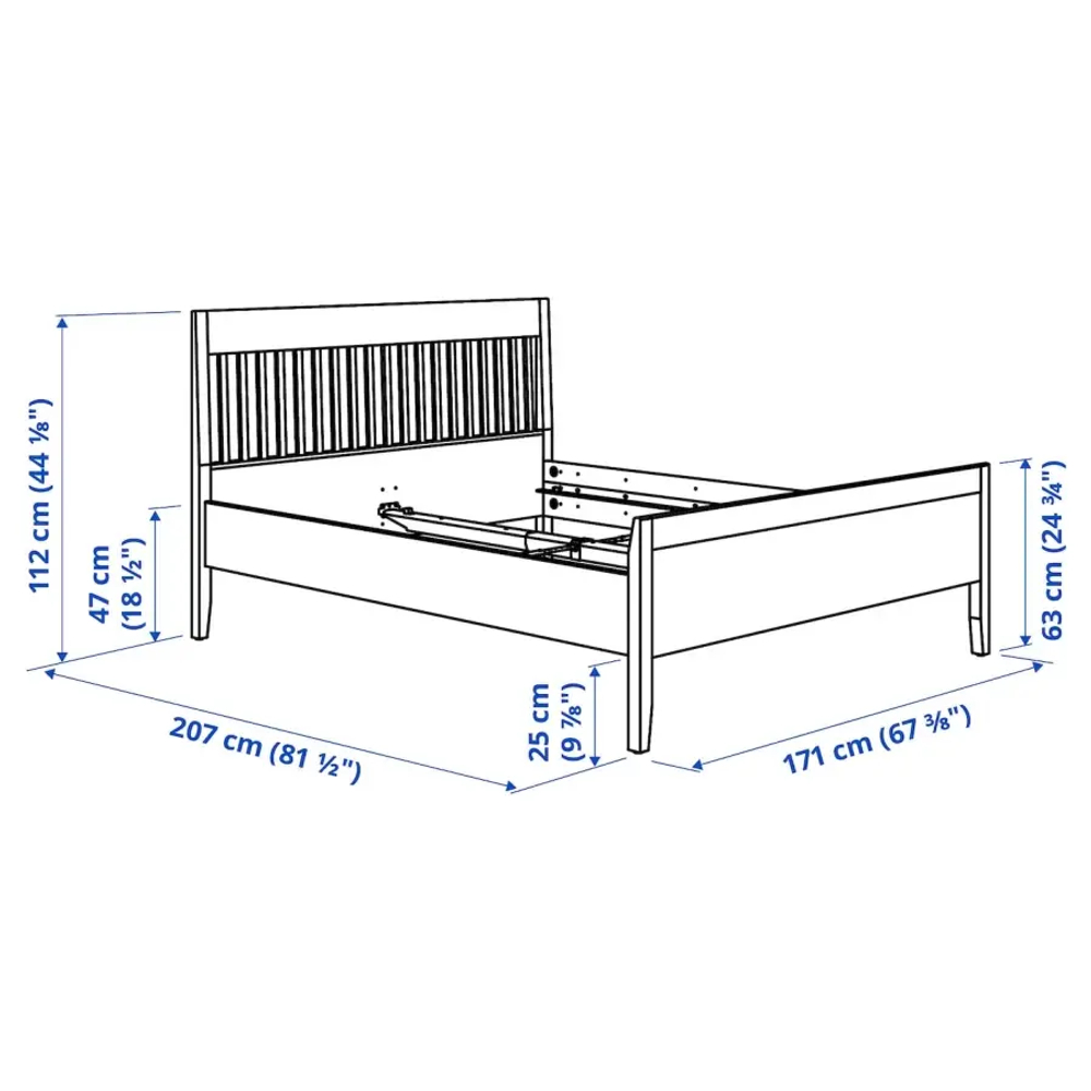 Каркас кровати - IKEA IDANÄS/IDANAS/LÖNSET/LONSET, 200х160 см, белый, ИДАНЭС/ЛОНСЕТ ИКЕА