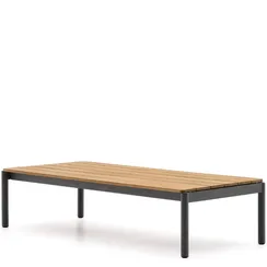Журнальный столик Sorells, 145x63х35 см, массив тика, серый алюминий