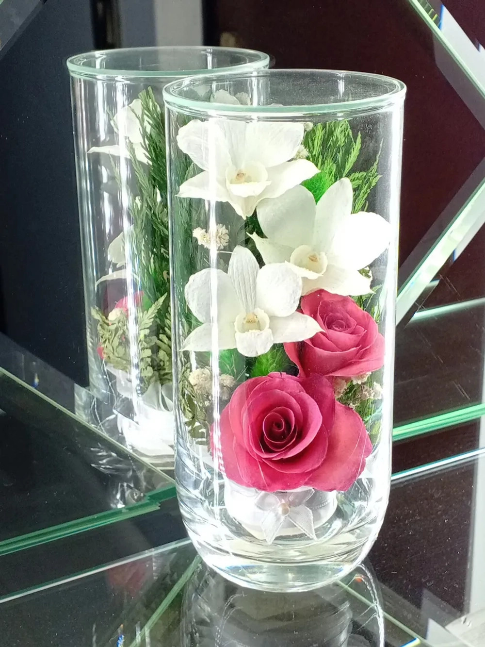 натуральные цветы в стекле, вакуум