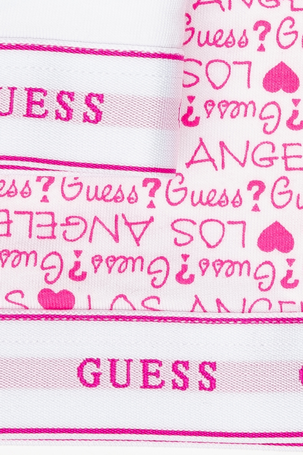Топ 2 шт. GUESS Белый/Бело-розовая резинка-логотип//Белый/Принт: розовые логотипы, сердечки/Бело-розовая резинка-логотип (Девочка)