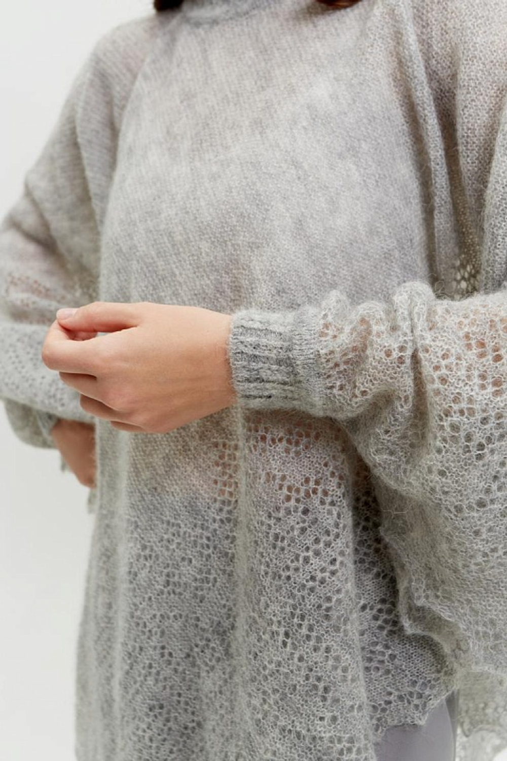 Пончо пуховое Т005-03 серое