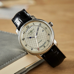 ZEPPELIN Automatic Mechanical Movement Men"s Watches Watch Silver Dial Stainless Steel Case Cow Leather Strap