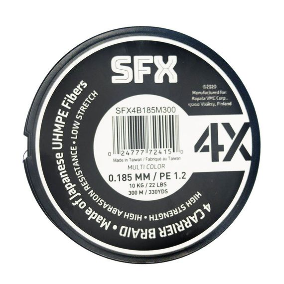 Леска плетеная SFX 4X разноцветная 300 м 0.185 мм 10 кг PE 1.2