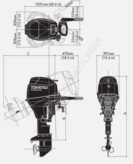 Лодочный мотор Tohatsu MFS30C EPS 30 л.с. четырехтактный