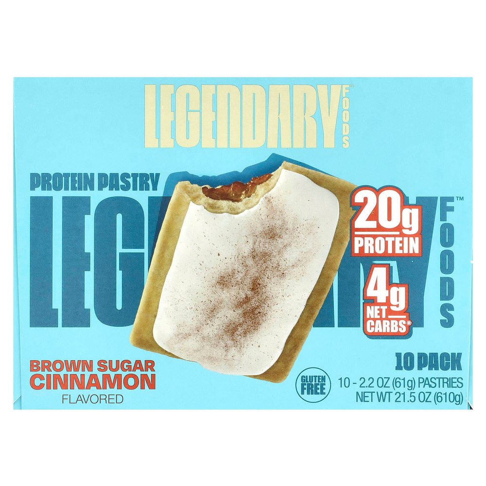 Legendary Foods, Protein Pastry, коричневый сахар и корица, 10 пакетиков, 61 г (2,2 унции)