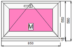 Пластиковое окно 550 х850 фрамуга (форточка) ТермА Эко + Москитная сетка