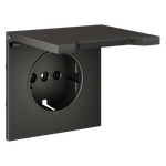 Накладка для розетки с заземлением, защитными шторками и крышкой, S70 (титан)