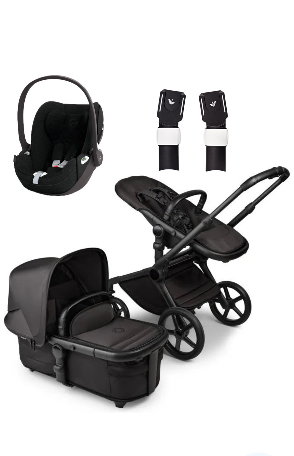 Коляска 3 в 1 Bugaboo Fox noir limited black + Автокресло Cybex Cloud T Sepia Black Plus с адаптерами