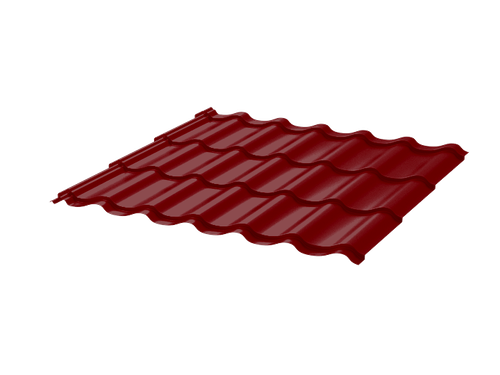 Металлочерепица Монтеррей 0.45 ПЭ RAL3005 красное вино Цена за м²
