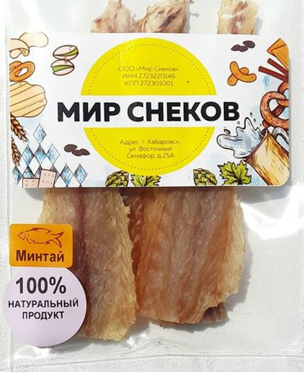 Ломтики Минтая - филе натуральные сушено-вяленые (4 шт.)