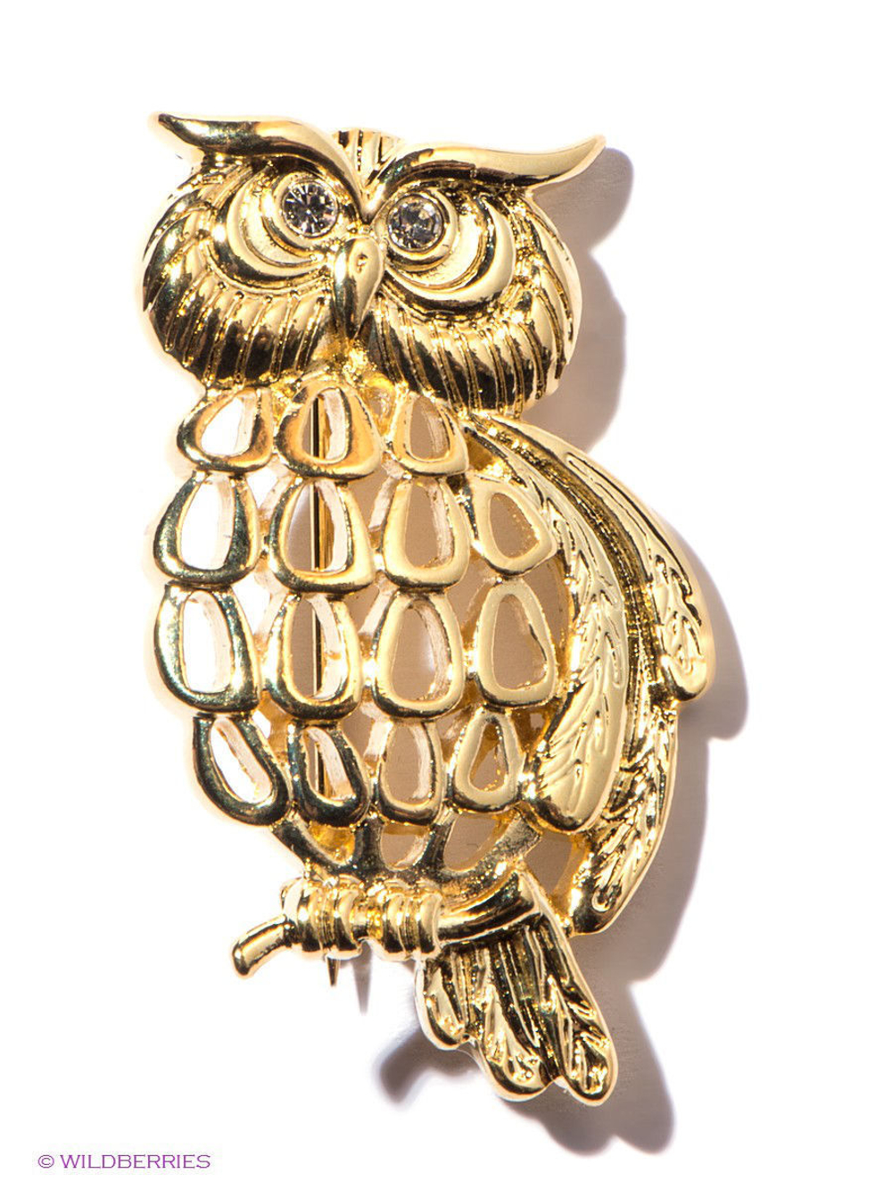 "Отус" брошь в золотом покрытии из коллекции "Bubo" от Jenavi с замком булавка