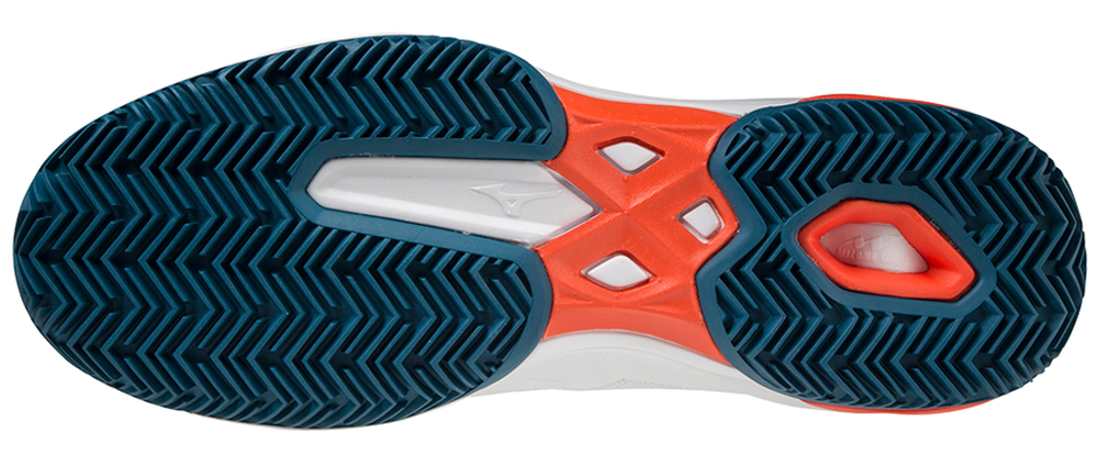 Мужские кроссовки теннисные Mizuno Wave Exceed Light CC - white/cherry tomato/moroccan blue