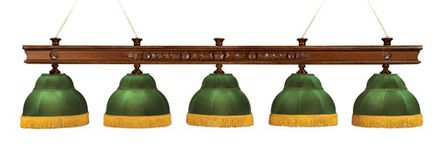 Лампа Ампир 5пл. ясень (№5,бархат зеленый,бахрома желтая,фурнитура золото)