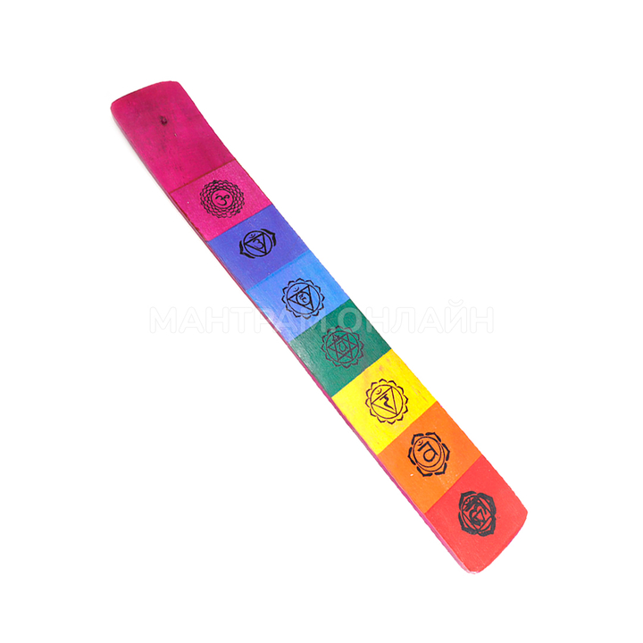 Подставка под благовония Лыжа 7 чакр дерево разноцветная 26 см