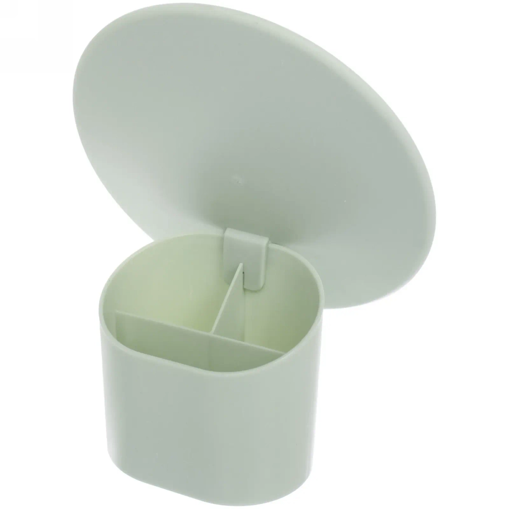 Зеркало настольное с органайзером для косметики «Beauty - Look», цвет белый, зеленый, персиковый и голубой, d-16.5см, 19см