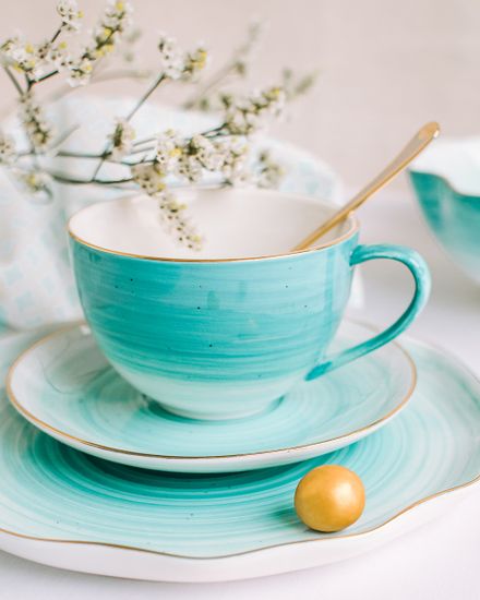 Бирюзовое изящество, чайная пара, 220 мл, фарфор