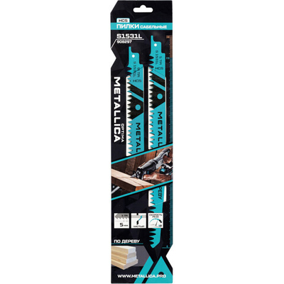 Пилки сабельные METALLICA Optima S1531L 240/215мм шаг 5мм,HCS по дереву 2шт   908297